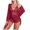Wine, variant on Levmjia Womens Pajama Set Fashion Lace V Neck Sleeveless Solid Color Sleepwear 3 Piece Outfit Shorts Soft Comfy Nightwear Home Relaxation Casual Wear Summer