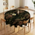thumbnail image 4 of Black Floral Tablecloth, Rustic Vintage Watercolor Botanical Rose Peony Gothic Leaves Plant Table Cover for Party Picnic Dinner Decor 60x60in, 4 of 6
