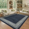thumbnail image 6 of Garvee 8'x10' Geometric Bordered Area Rug Living Room Carpet, Washable Rug Non-Slip Non-Shedding Low Pile Floor Mats for Bedroom Home Office, Navy Blue, 6 of 7