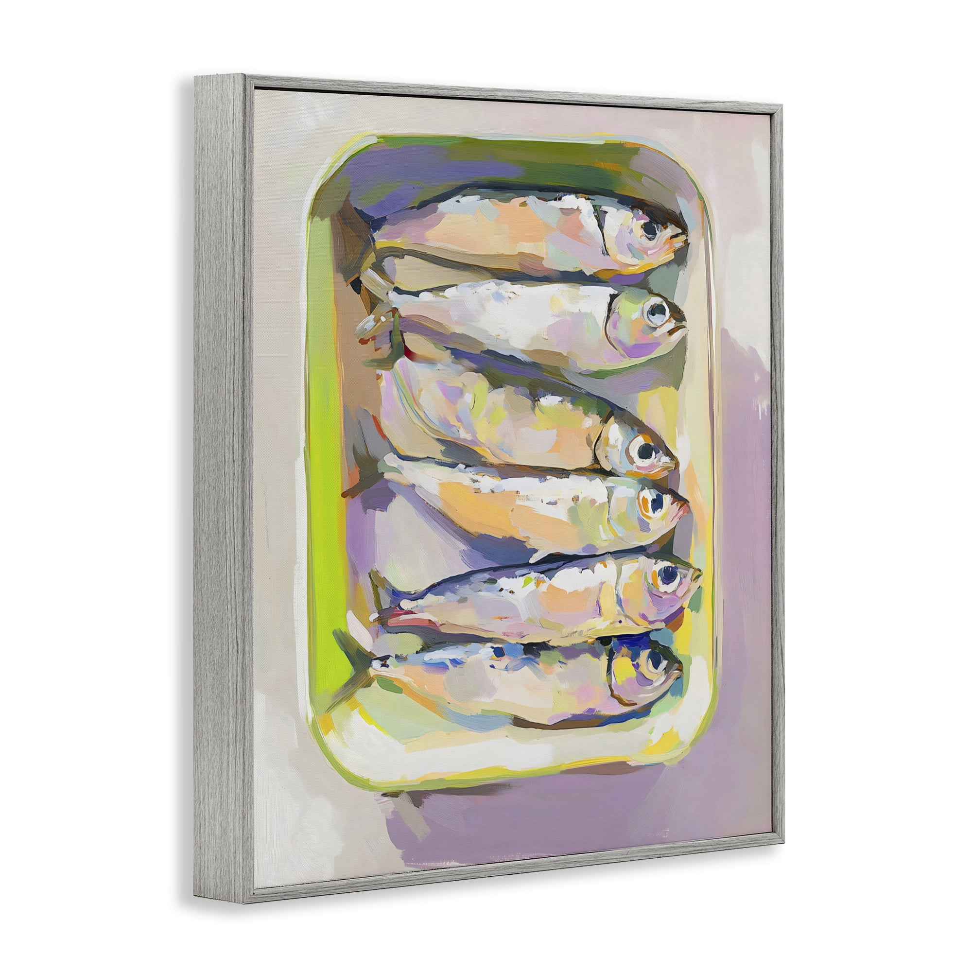 Stupell Industries Vibrant Hued Sardines Gray Framed Giclee Art, design by The Prints Vibe