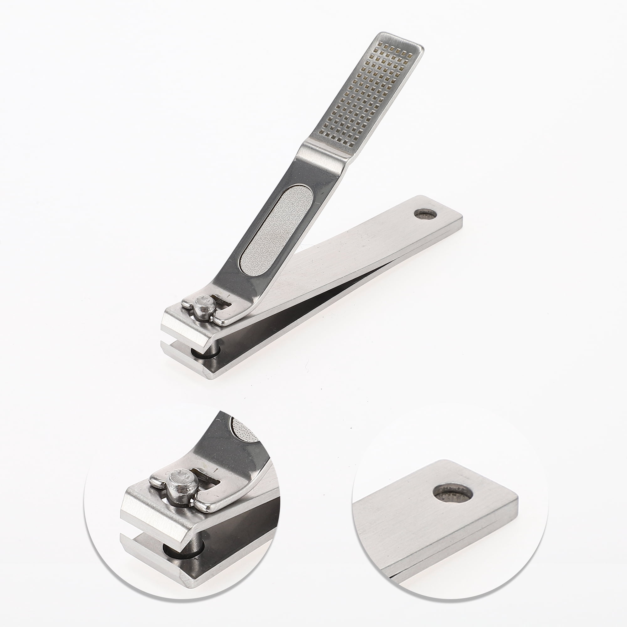 Unique Bargains Large Flat Mouth W/ File Fish Scale Pattern Nail Clippers Silver Tone