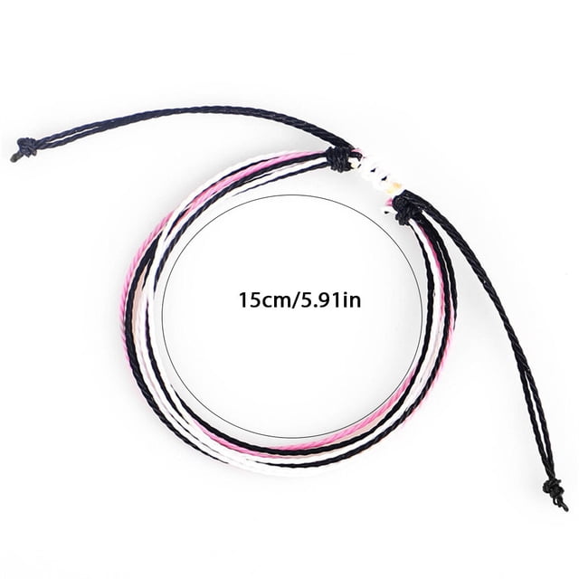 Braided Bracelet Adjustable Chic Multicolor Aesthetic Jewelry Drawstring Handcrafted Hand Rope Women Accessories for Teen Girls Black+Pink