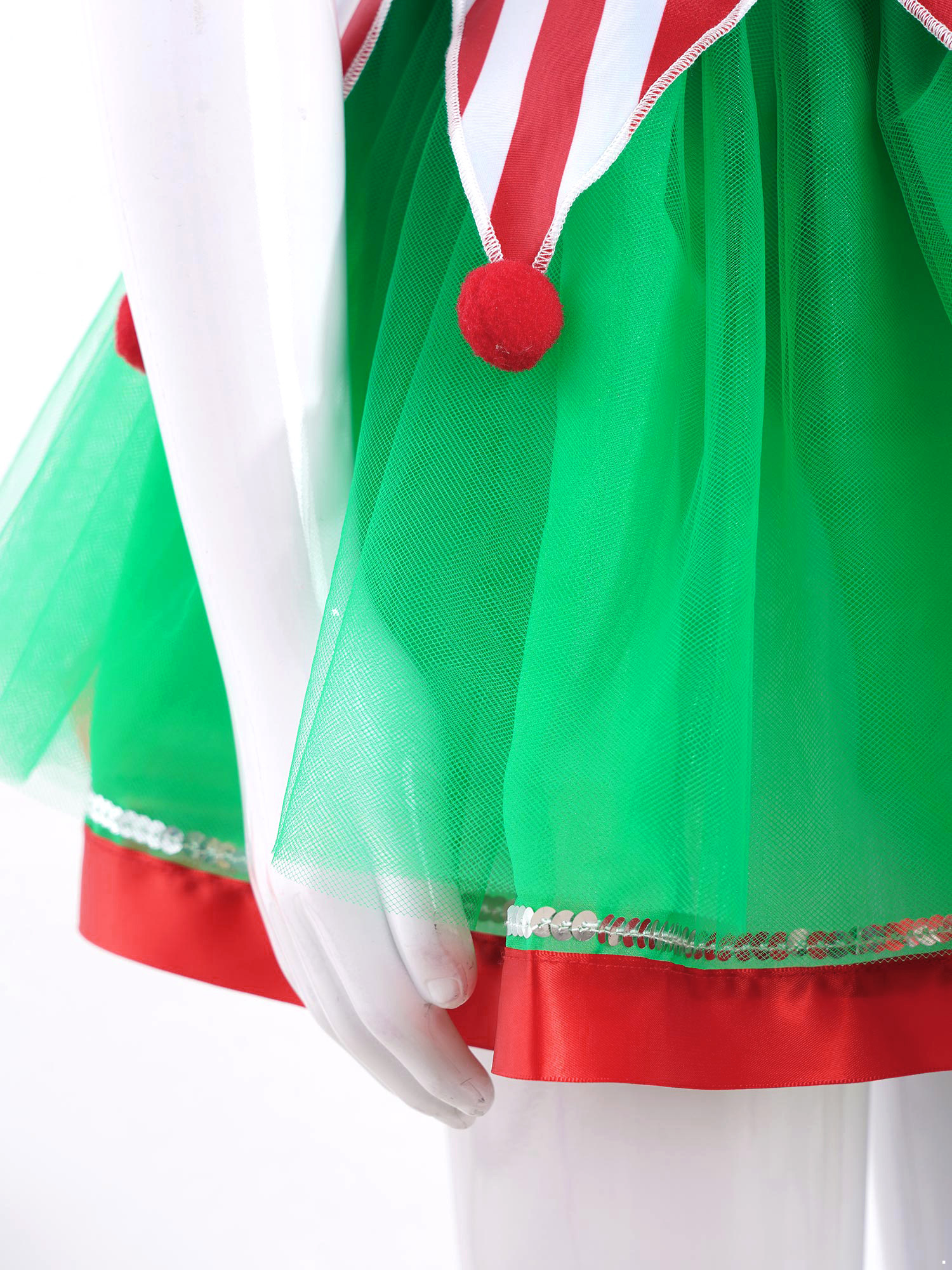 YiZYiF Kids Girls Christmas Elf Costume Figure Ice Skating Ballet Dance Tutu Dress with Hat Dancewear Green-A 2