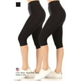 thumbnail image 5 of Women's High Waist Casual Solid Slim Running Yoga Capri Leggings Pants S-3XL (Pack of 2), 5 of 5