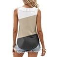 thumbnail image 4 of Women Color Block Casual Tank Tops Stripe Printed Blouses Ruffle Collar V Neck Camis Dressy Tunic Top Loose Comfy Summer Vest Trendy Going Out Streetwear Singlets, 4 of 6