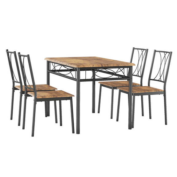 Roromall Dining Table Set for 4, Wood Small Rectangle Dining Table with 4 Chairs, Kitchen Table Set of 4 for Apartment, Space Saving, Easy Assemble