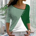 thumbnail image 2 of IROINNID Discount Womens Long Sleeve V-Neck Shirts V- Stripe Color Blocking Printing Recreational Tops,Green, 2 of 8