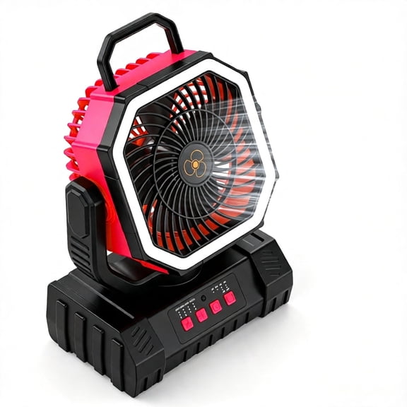 Portable Rechargeable Outdoor Fan with LED Light Remote Control Camping Fan with 3 Speeds USB Charging for Tent Workspace
