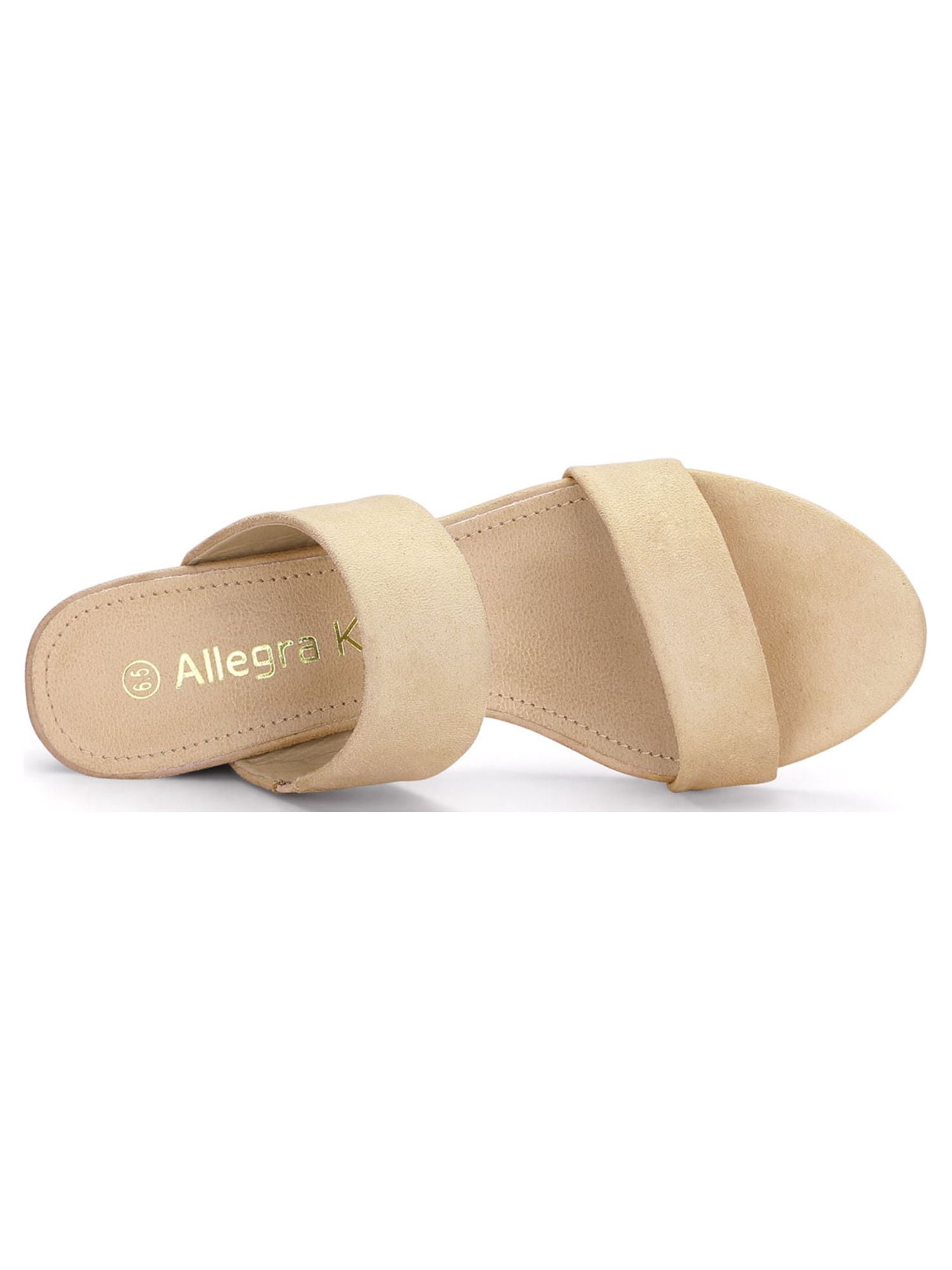 DARING DIVA Stylish Women's Block Heel Dual Straps Slide Sandals 7.5 Beige