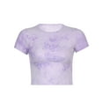 thumbnail image 3 of Seyurigaoka Women Juniors Round Collar T-shirt, Printing Midriff-baring Tops Base Shirt, 3 of 6
