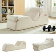 thumbnail image 5 of Puremind Yoga Chaise Lounge Chair, Corduroy Chaise Lounge for Yoga with Headrest/Waist Pad/Foot Pad/Side Pockets,Yoga Chair for Relaxation Stretching, Beige, 5 of 7