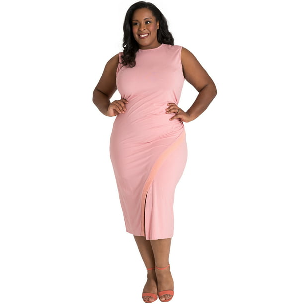 Poetic Justice Plus Size Curvy Women's Pink Sheath Dress - Walmart.com
