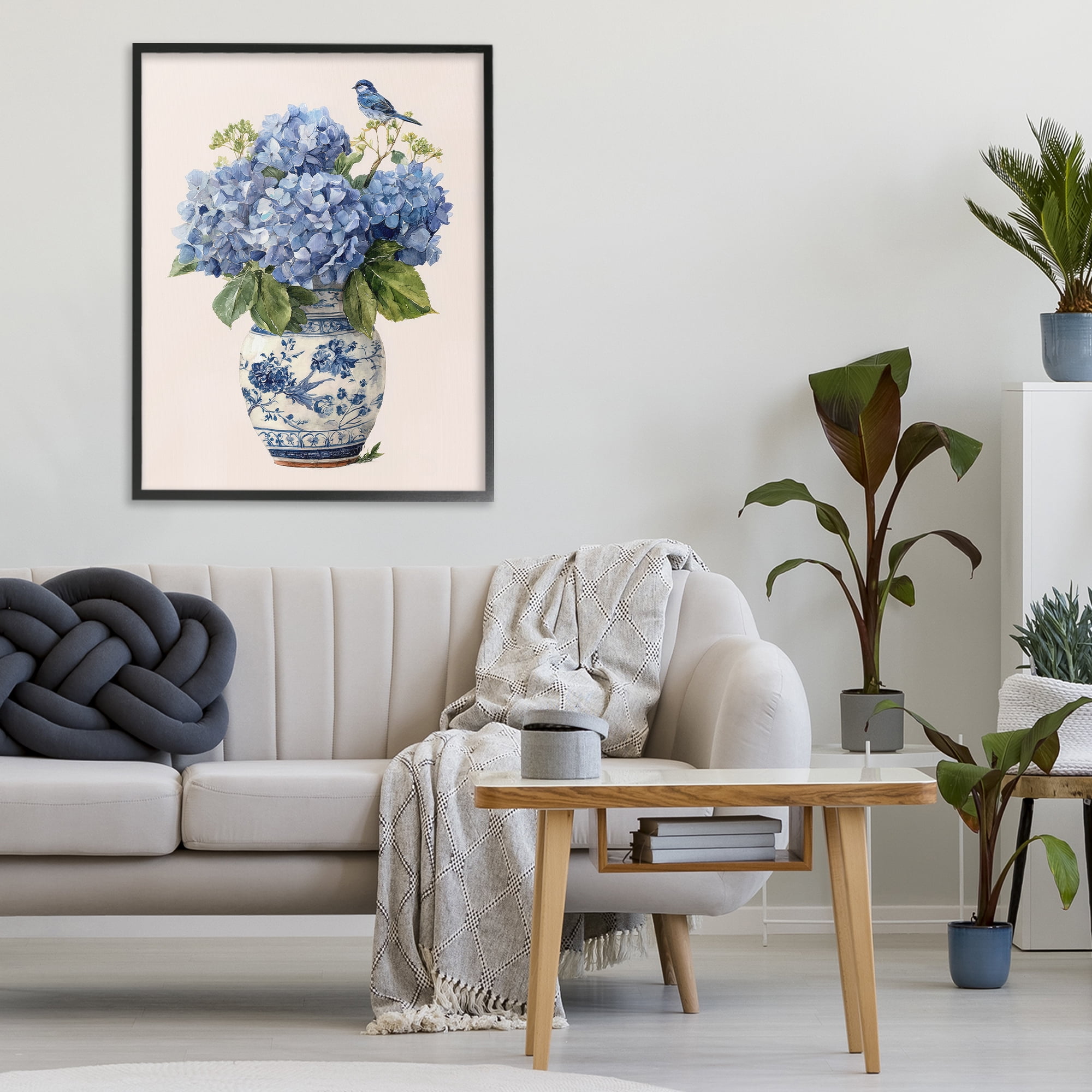 Stupell Industries Songbird Perched on Hydrangeas Black Framed Giclee Art, design by Imagine It Images
