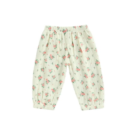 

One opening Baby Boy Girl Summer Clothes Unisex Cotton Linen Harem Pants Print Trousers Elastic Waist Loose Long Bloomers