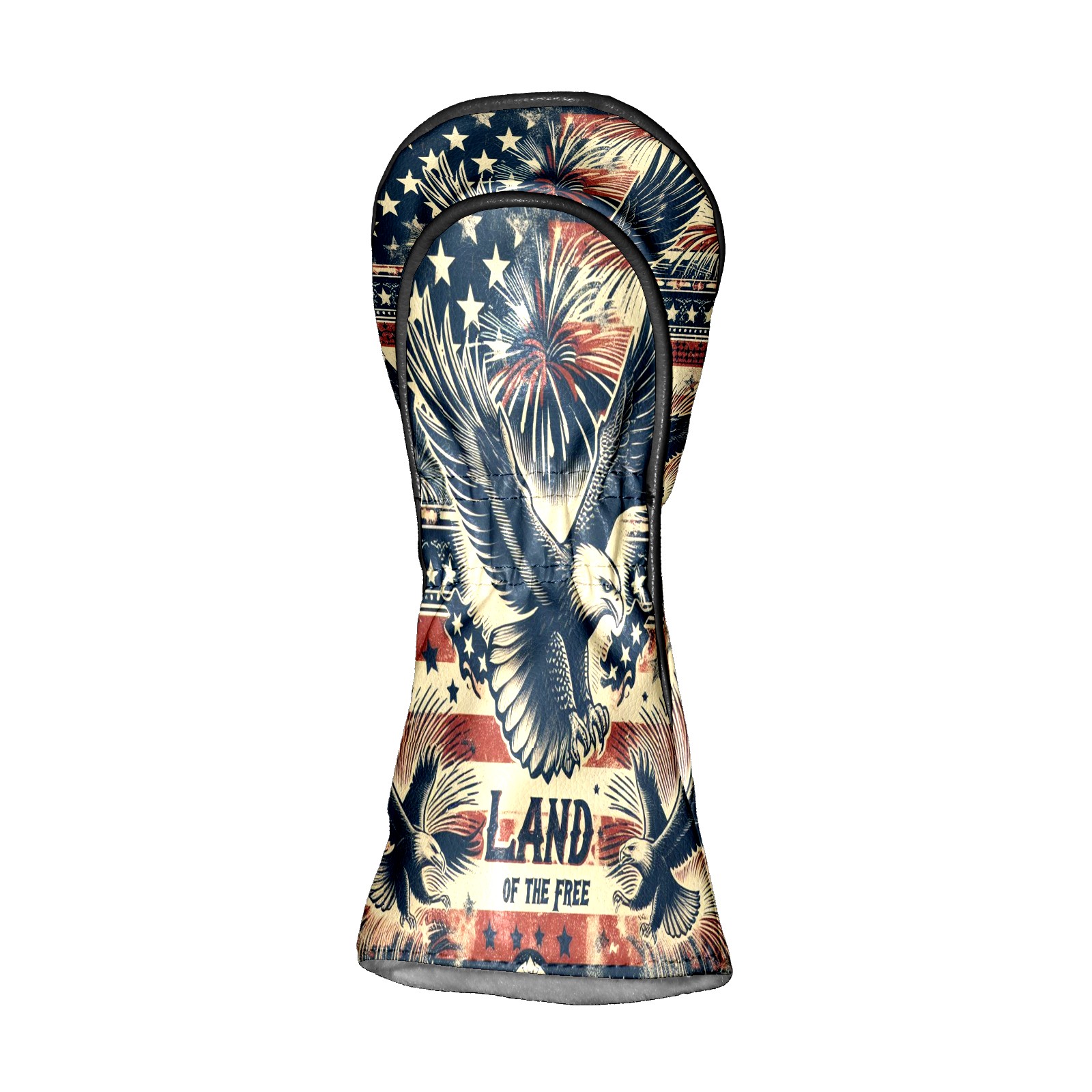 Golf Club Covers, Dark Blue Americana Eagle Premium PU Leather Driver Hybrid Putter Head Covers with Velvet Lining, Waterproof Golf Gifts for Men Women