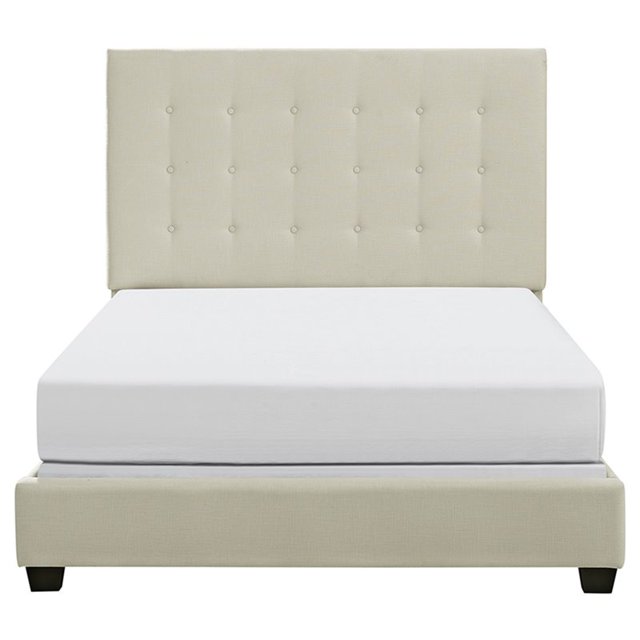Crosley Furniture Reston Upholstered Queen Panel Bed in Creme