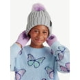 thumbnail image 4 of Justice Girls Iridescent Sequin Ribbed Beanie and Gloves 2-Piece Set, Grey, 4 of 4