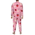 thumbnail image 5 of Kll Strawberry And Ladybugs Sleepwear Mens Flannel Pajamas,Long Cotton Pj Set, 5 of 9