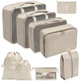 thumbnail image 1 of Travel storage bag set, digital toiletries and cosmetics refillable storage bag, clothing, shoes, luggage travel bag [9-piece cosmetic bag set], beige, 1 of 5