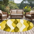 thumbnail image 5 of 5ft Round Rug, Yellow Stripes Non-Skid Rubber Backing Large Area Rugs - Living Room Bedroom Home Office, Retro Farmhouse Gradient Ripple Pattern Indoor Floor Mat Carpets Washable Rug, 5 of 9