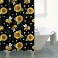 thumbnail image 4 of Sunflower and Bee Black Pattern Modern Waterproof Shower Curtain Set with 12 Hooks, Washable Decorative Bathroom Shower Curtain, 4 of 6