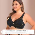 thumbnail image 4 of Bigersell Women Plus Size Underwire T-Shirt Bras - Women's Full Figure Lace V-Neck Padded Push up Bras, Comfort Strap, Back Hook & Eye Closure Black 5XL, 4 of 5
