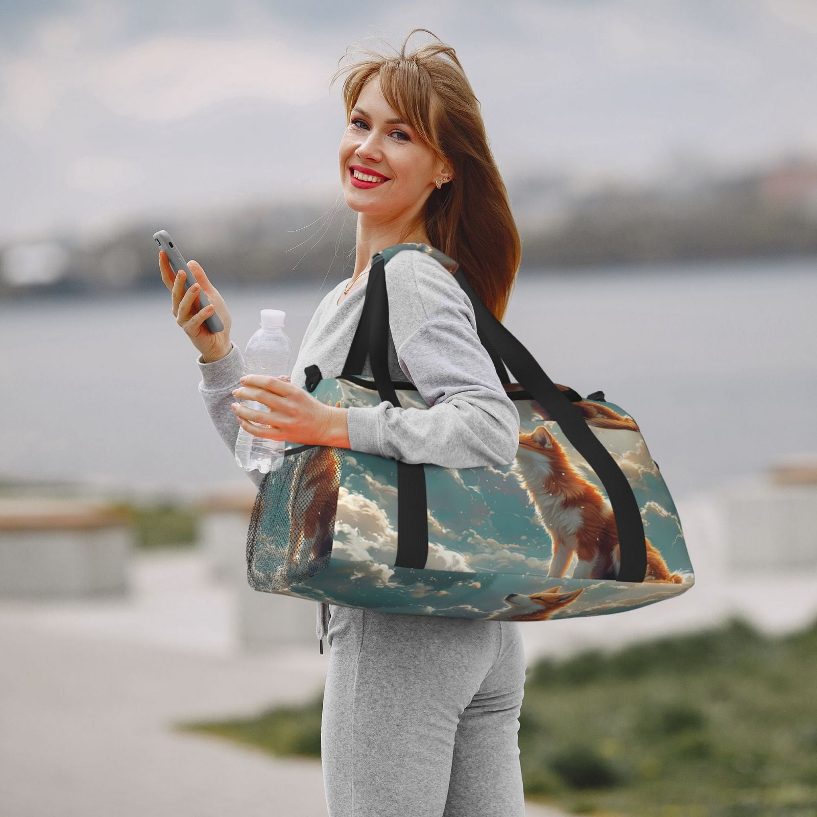 Fuzoiu Starry Sky Cloud Fox Print Travel Duffle Bag,Carry On Tote Bags,Duffel Bag,Sport Gym Bag, Hospital Bag for Labor and Delivery, Overnight Bag,Luggage Bag