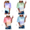 thumbnail image 3 of Femmes T-Shirt Cravate Teint Causal T-Shirt Teint Court Top Manches Courtes Col Rond, Violet, XXL, 3 of 8