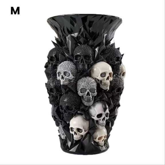 IFRINID Skull Vase, 8.1-Inch Resin Gothic Halloween Flower Vase for Tabletop and Home Decor