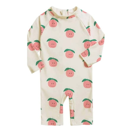 Bnwani Swimsuit For Toddler Girl Children s Baby Kids Long-sleeved Zippered Swimsuit Child s One-piece Print Swimwear Size 2-3 T