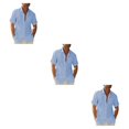 thumbnail image 4 of Camisa de hombre Sonducket Casual manga corta reemplazo botón abajo Color sólido moda citas Azul claro M Type1 NO1, 4 of 6