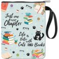 thumbnail image 1 of Book Sleeves Cat Coffee Book Protector Book Covers for Paperbacks Washable Fabric Cloth Book Cover with Zipper and Extra Sleeve Pocket for Book Lovers Classmate Friend Gifts, 1 of 8