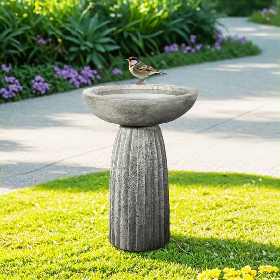 Bird Baths | 24.4" High Elegant Outdoor Bird Bath for Garden & Patio | Concrete Cement | Pedestal Birdbath