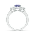 thumbnail image 2 of ANGARA Natural Classic Three Stone 1.45 ct Tanzanite and Diamond Ring in 14K White Gold for Women (Size-7mm) | December Birthstone, Anniversary, Jewelry Gift for Women | Natural Tanzanite Ring, 2 of 11