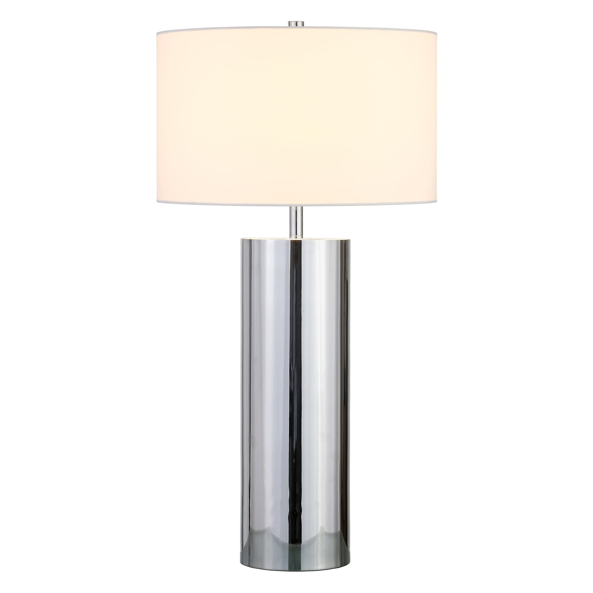 Heath & Cliff York 29.5" Tall Table Lamp with Fabric Shade Polished Nickel