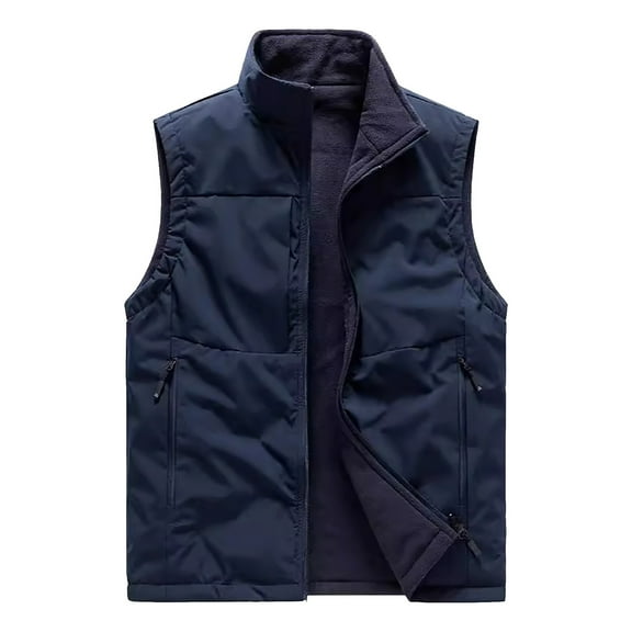 KeShDi Sherpa Vest Men's Casual Fashion Warm Pocket Zipper Berber Fleece Outwear/Jackets Dark Blue 2X
