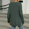 thumbnail image 4 of ATOYSOY Casual Ribbed Loose Knitted Shirts for Women Long Sleeve Sweatshirts Round Neck Button Pullovers Outwear Fall Solid Color Tops Side Split Trendy Green L, 4 of 7