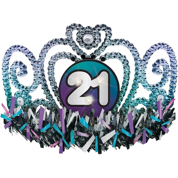 Flashing Light-Up Finally 21 Birthday Tiara, Multicolor