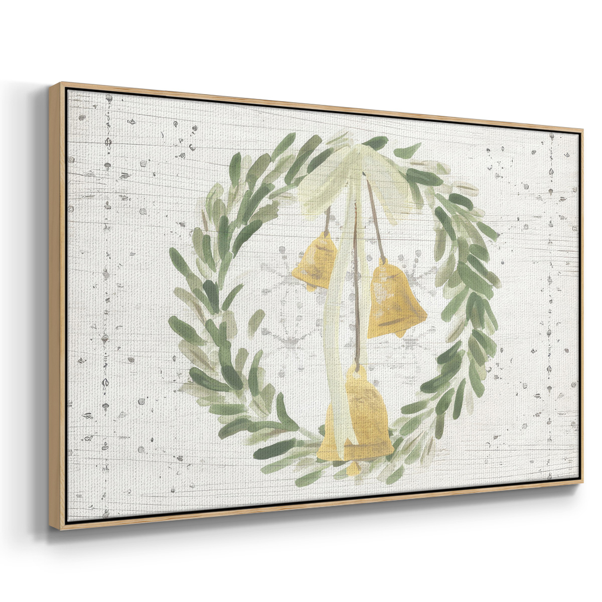 Weathered Aspen Wreath Collection A - Framed Gallery Wrapped Holiday Canvas - 17 x 25 - Natural Wood Frame