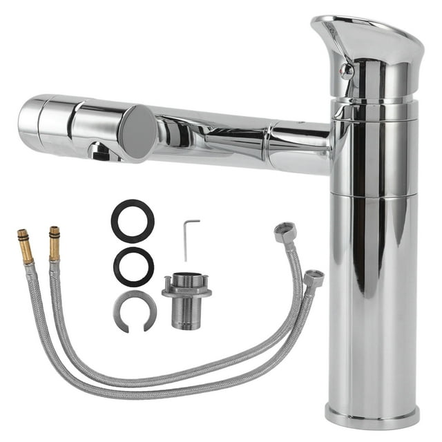 Grifo de lavabo universal con manguera de metal de un solo orificio para cocina y baño, rosca G1/2