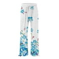 thumbnail image 4 of Women's Wide Leg Pants Retro Printed Fashionable Drawstring Loose High Waisted Casual Wide Leg Stretch Dress Casual Flowy Palazzo Pants Women, 4 of 5
