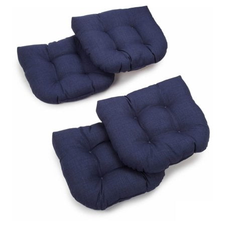 Blazing Needles 93184-4CH-REO-SOL-02 19 in. U-Shaped Solid Spun Polyester Tufted Dining Chair Cushions, Avocado - Set of 4