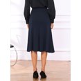 thumbnail image 3 of DARING DIVA Women's High Waisted Business Fishtail Midi Skirt Large Navy Blue, 3 of 6