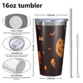 thumbnail image 4 of 16oz Tumblers Glowing Halloween Icons Pattern Stainless Steel Vacuum Insulated Double Wall Travel Tumbler Cups Mug with Lid and Straw,Cleaning Brush for Coffee,Tea, 4 of 4