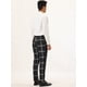 thumbnail image 5 of Pantalones de vestir a cuadros para hombre, informales, ajustados, con frente plano, a cuadros, estampados, de negocios Negro XXL, 5 of 6
