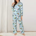 thumbnail image 3 of Wukai Colorful Sea Turtle Print Women's Pajama Set - Soft Long Sleeve Sleepwear for Comfort and Style-Large, 3 of 9