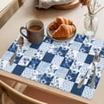 thumbnail image 3 of Blue Patchwork Placemats Set of 8, Blue Flower Wave Point Square Non-Slip Place Mats Washable Table Mats for Kitchen Dining Table Decorations Indoor/Outdoor, 3 of 9