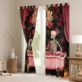 thumbnail image 3 of Manfei Romantic Couple Skull Curtains Pack of 2 (42x84 Each) for Adult, Vintage Pink Rose Flower Curtains Blackout, Halloween Theme Bedroom Curtains, Black Out Curtains Home Decor, 3 of 6