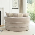 thumbnail image 3 of New Oversized Round Accent Barrel Chair Sets with 5 Pillows Soft Chenille Upholstered Armchair Lazy Lounge Sofa with Ottoman for Living Room/Bedroom/Reading Room/Guestroom, 3 of 7