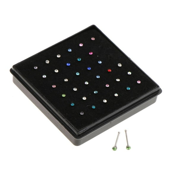 36Pcs Small Thin Stainless Steel Nose 0.6mm Studs - Straight Bar